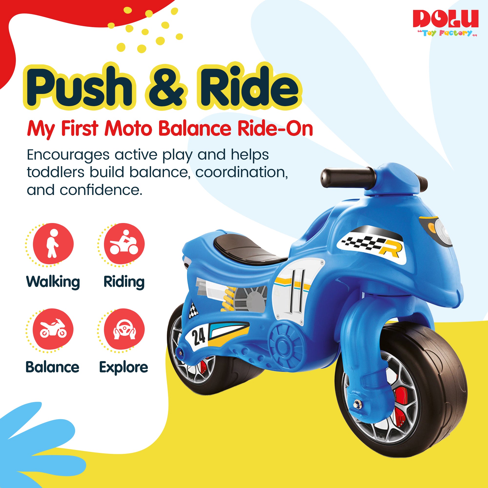 DOLU My First Moto Balance Ride-On, Foot-Powered Balancing Toddler Toy, (Used)