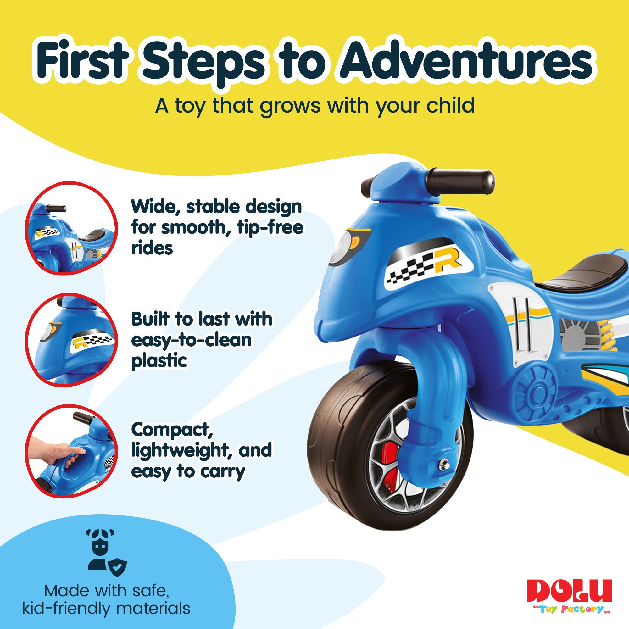 DOLU My First Moto Balance Ride-On, Foot-Powered Balancing Toddler Toy, (Used)