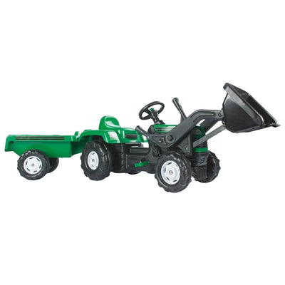 DOLU Pedal Tractor with Full Ranchero Trailer, Kids Ride On Toy w/ Front Loader (For Parts)
