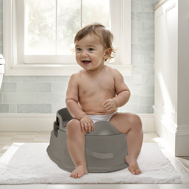 Dolu Nuve 3-in-1 Potty, Toilet Adapter, and Step Stool, Ergonomic Design, Grey
