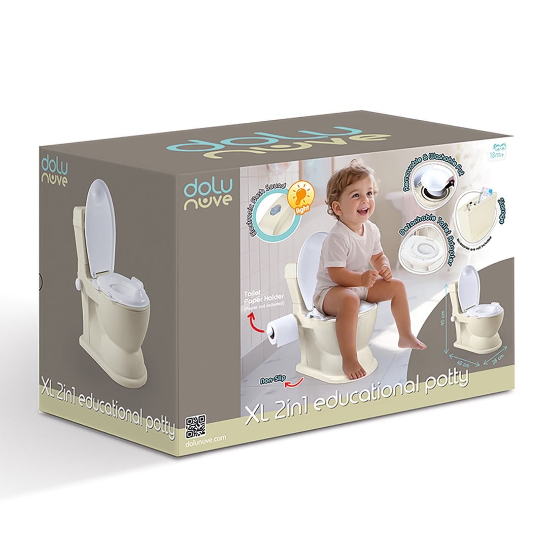 Dolu Nuve Educational XL Potty, Flip-Top Lid for Children 18 Months & Up, Beige