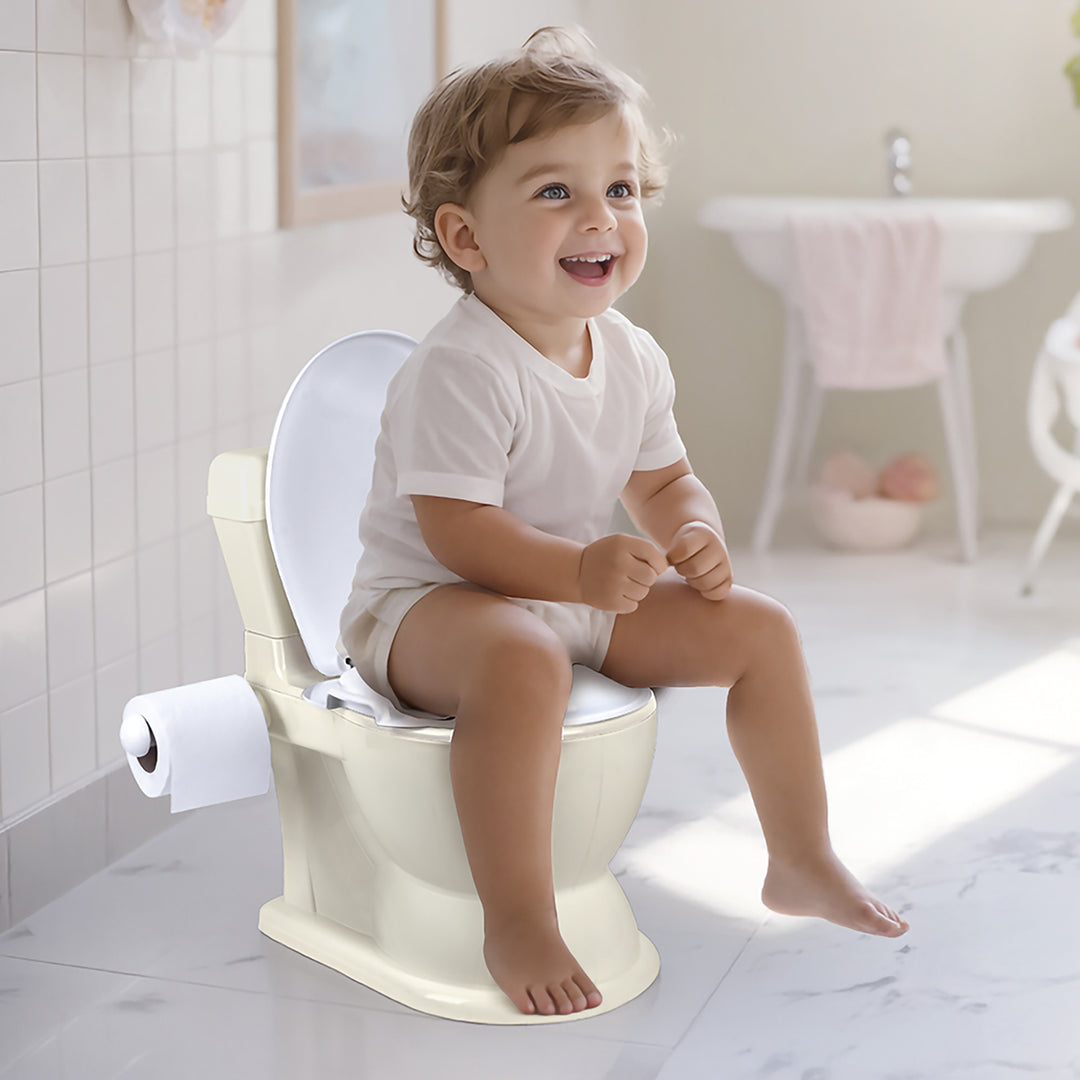 Dolu Nuve Educational XL Potty, Flip-Top Lid for Children 18 Months & Up, Beige