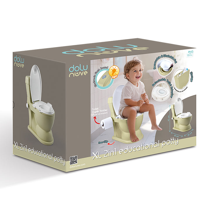 Dolu Nuve Educational XL Potty, Flip-Top Lid for Children 18 Months & Up, Green