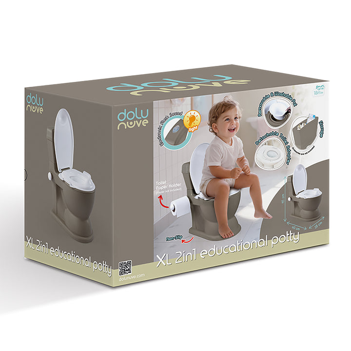 Dolu Nuve Educational XL Potty, Flip-Top Lid for Children 18 Months & Up, Grey