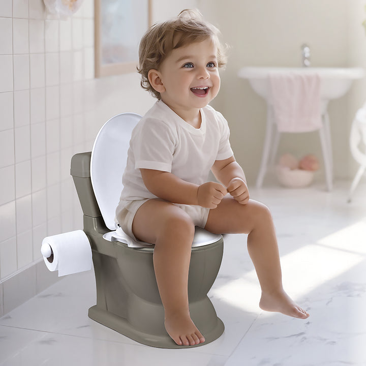 Dolu Nuve Educational XL Potty, Flip-Top Lid for Children 18 Months & Up, Grey