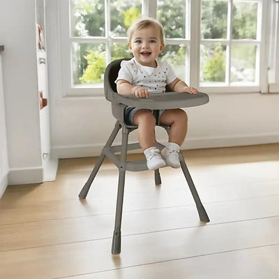 Dolu Nuve Practical High Chair for 6 Months & Up, 3 Point Harness, Stone Gray - VMInnovations
