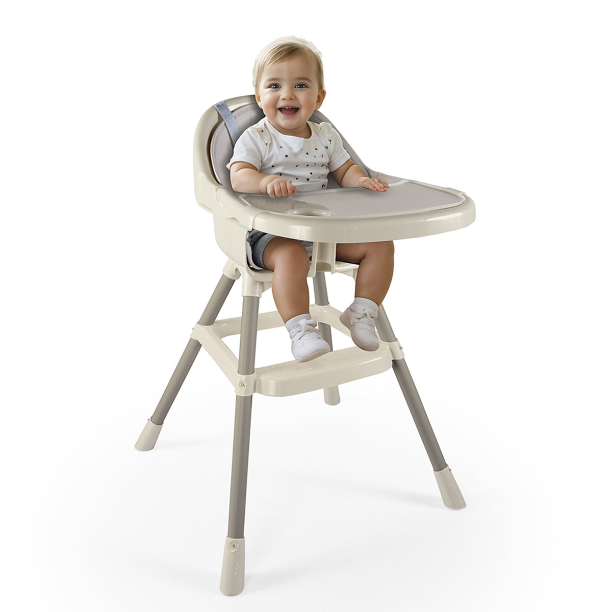 Dolu Nuve High Chair for 6 Months & Up, 3 Point Harness, Beige (Open Box)