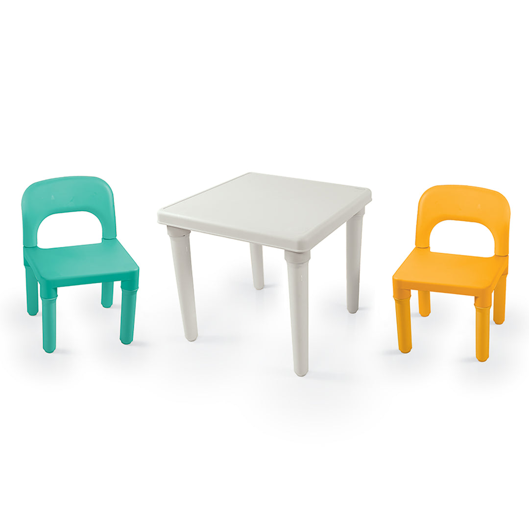 Dolu Kids Table & 2 Chairs Set, Toddler-Sized Plastic Play Furniture (Open Box)