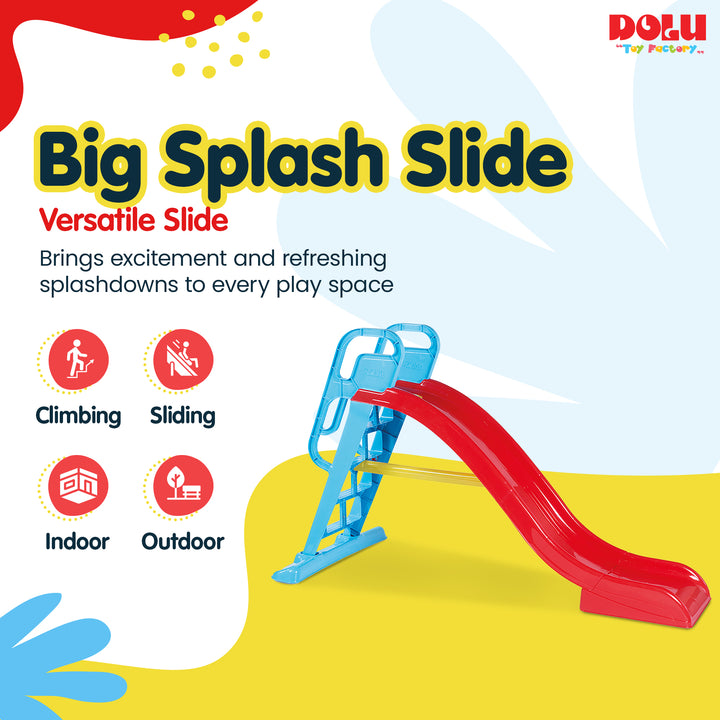 DOLU Big Splash Slide for Indoor or Outdoor Use, Water Connection Feature, Red