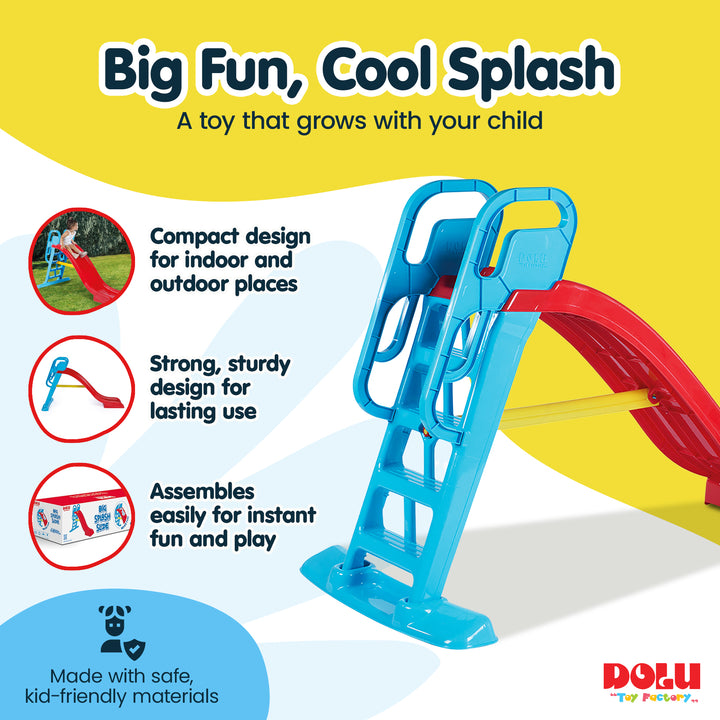 DOLU Big Splash Slide for Indoor or Outdoor Use, Water Connection Feature, Red