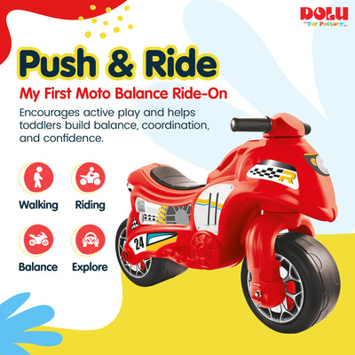 DOLU My First Moto Balance Ride-On, Foot-Powered Balancing Toddler Toy, Red - VMInnovations