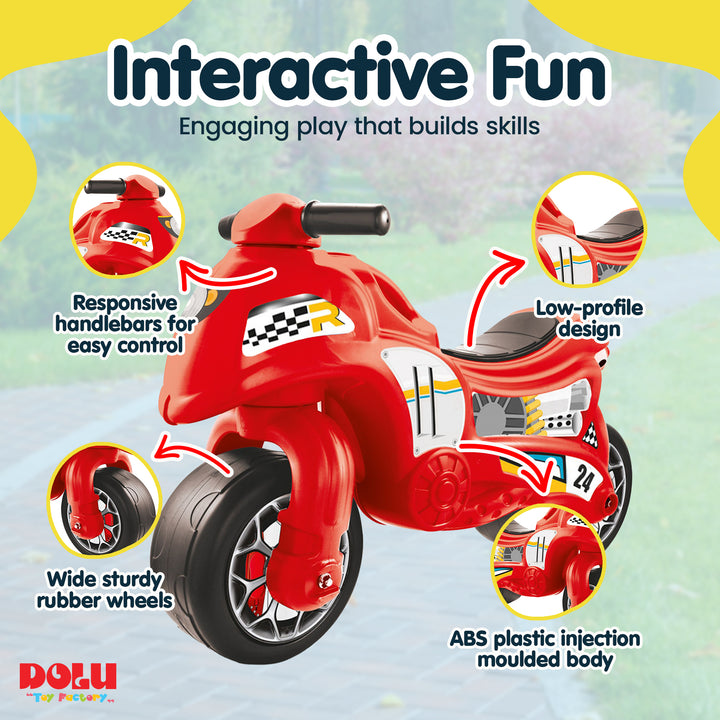 DOLU My First Moto Balance Ride-On, Foot-Powered Balancing Toddler Toy, Red