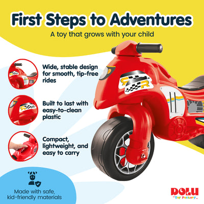 DOLU My First Moto Balance Ride-On, Foot-Powered Balancing Toddler Toy, Red - VMInnovations