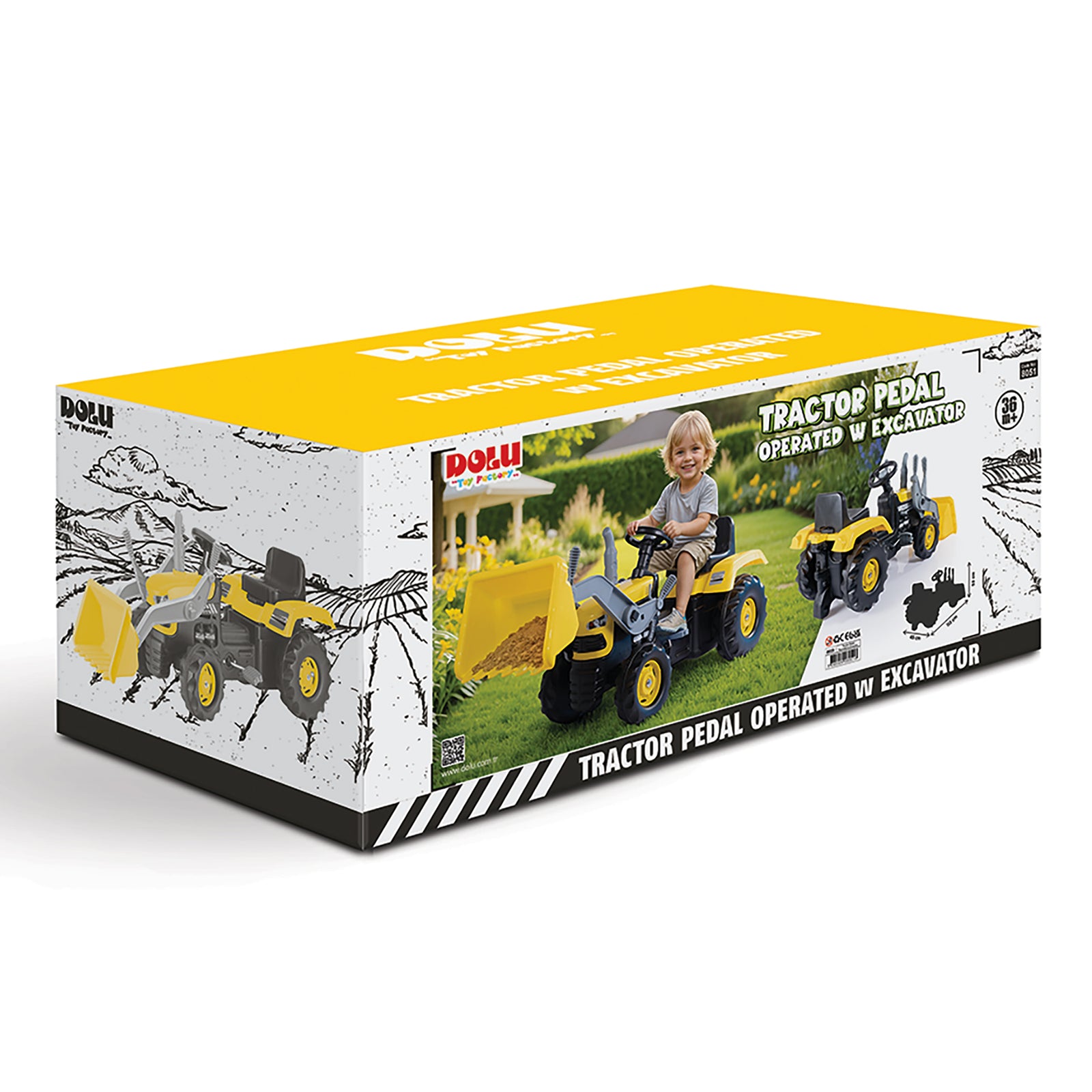 DOLU Kids Pedal Tractor and Excavator Ride On Toy with Adjusting Seat, Ages 3+ - VMInnovations