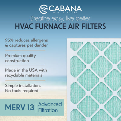 Cabana Air Filters 6 Pk HVAC Furnace Air Filters, MERV 13, 12 x 20 x1 (Open Box) - VMInnovations