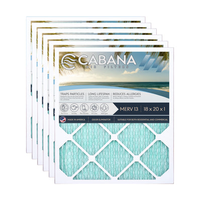 Cabana Air Filters 6 Pack HVAC Furnace Air Filters, MERV 13, 18 x 20 x 1, White - VMInnovations