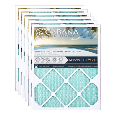 Cabana Air Filters 6 Pack HVAC Furnace Air Filters, MERV 13, 18 x 24 x 1, White - VMInnovations