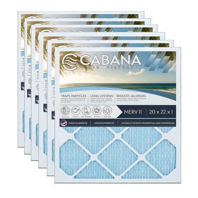 Cabana Air Filters 6 Pack HVAC Furnace Air Filters, MERV 11, 20 x 22 x 1, White - VMInnovations