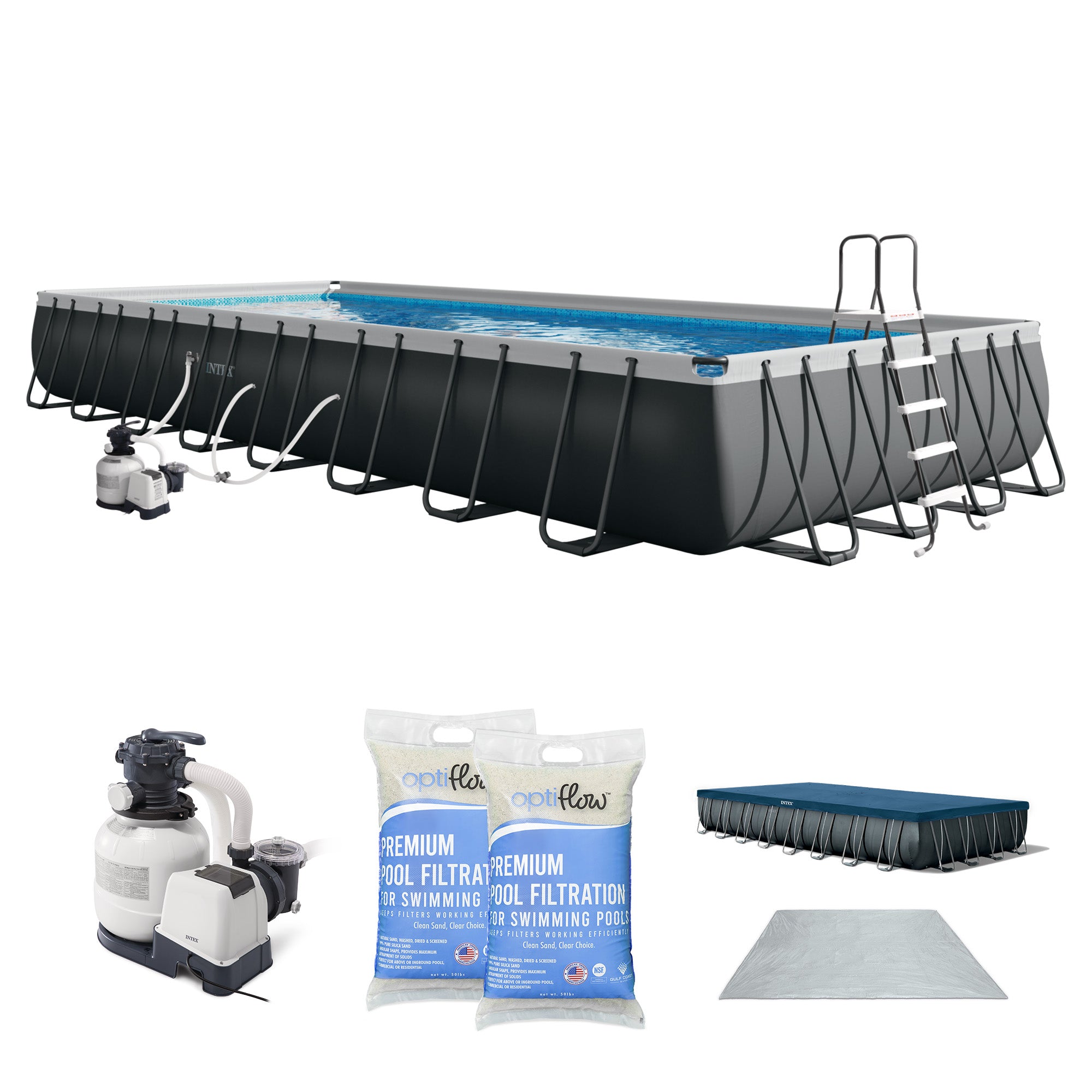 Intex Ultra XTR 32' x 16' x 52" Above Ground Pool & OptiFlow Premium Filter Sand - VMInnovations