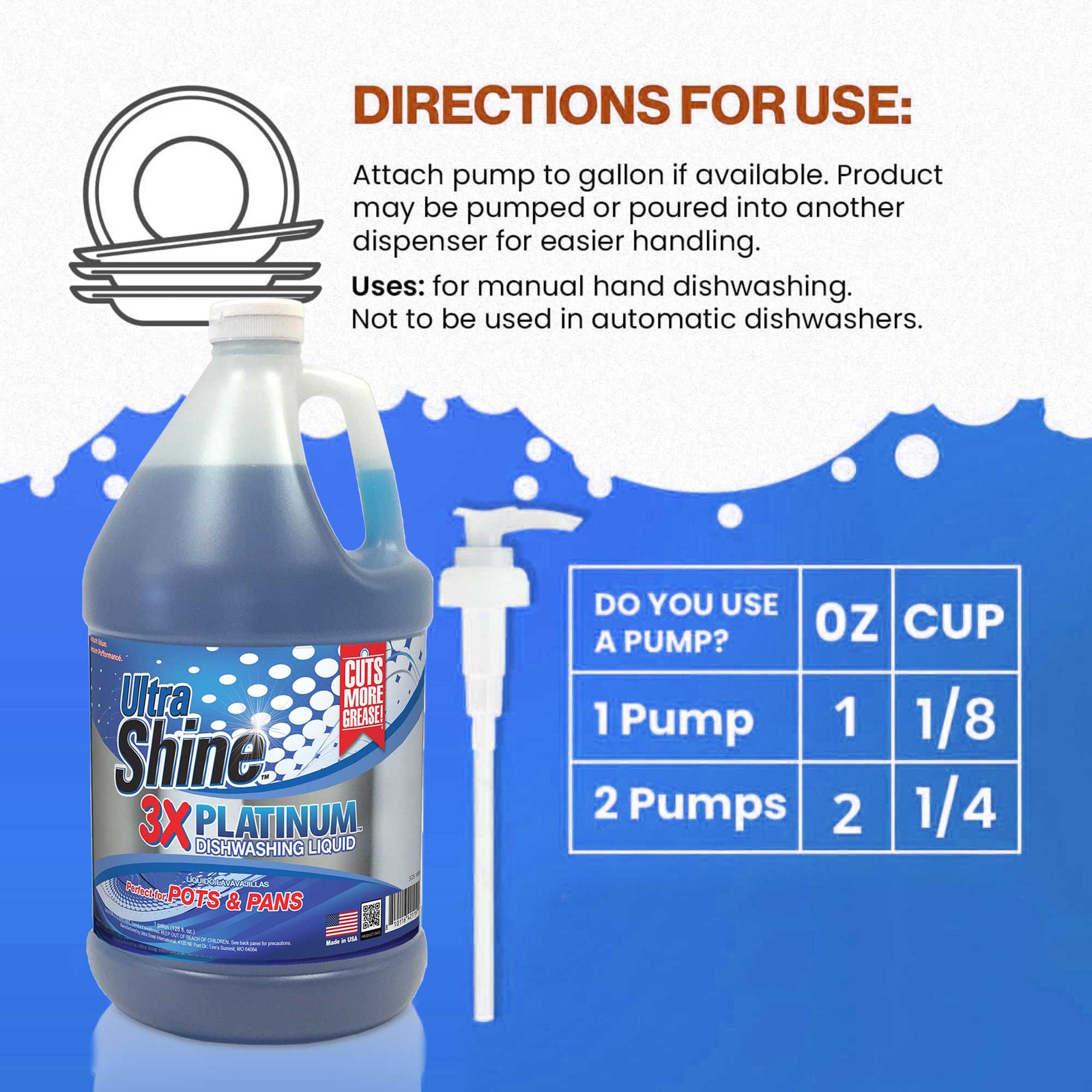 Ultra Shine™ 4 Pack 3X Platinum™ Dishwashing Liquid Grease Remover, 1 Gallon - VMInnovations