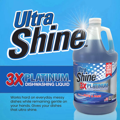 Ultra Shine™ 4 Pack 3X Platinum™ Dishwashing Liquid Grease Remover, 1 Gallon - VMInnovations