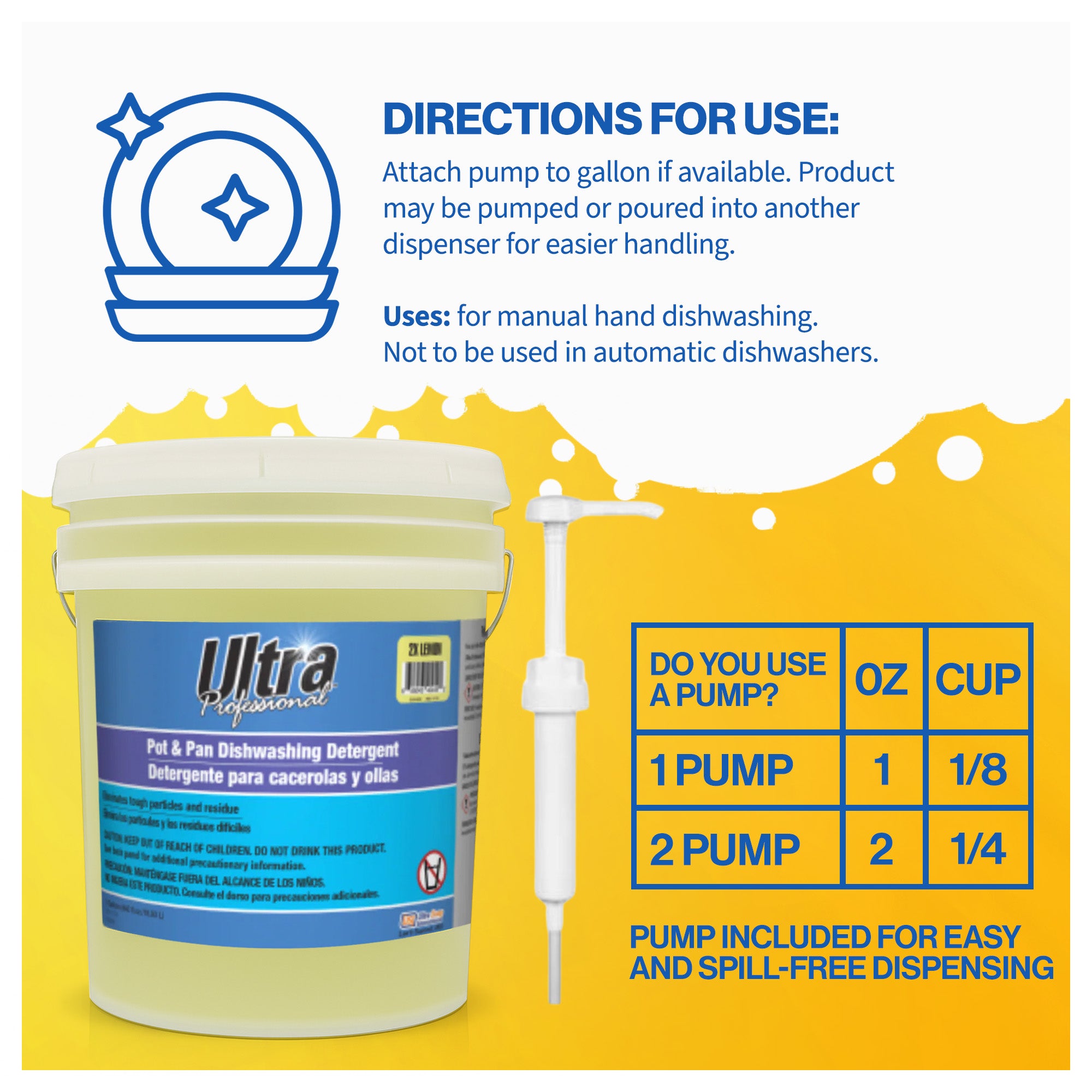 Ultra Professional™ 5 Gal Pots & Pans Dishwashing Detergent Lemon Scent, Yellow - VMInnovations