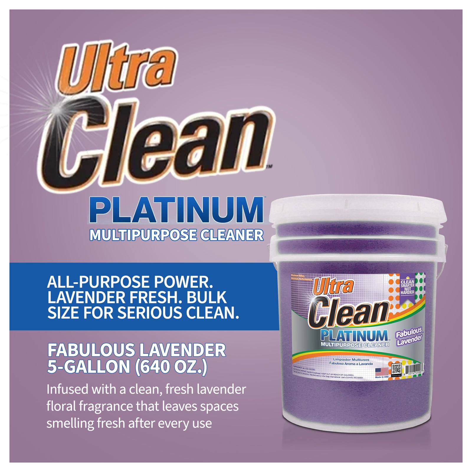 Ultra Clean Platinum Multipurpose Cleaner, Non-Abrasive, Lavender, 5 Gallons - VMInnovations