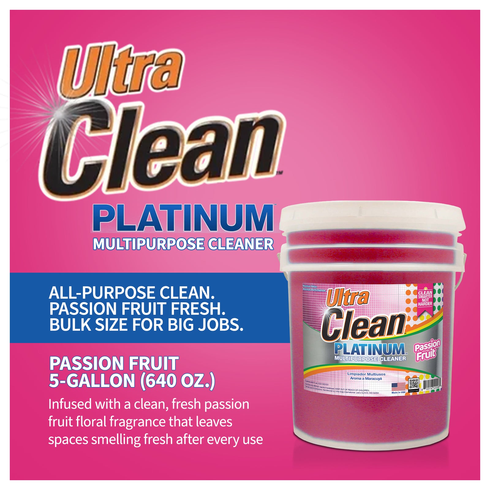 Ultra Clean Platinum Multipurpose Cleaner, Non-Abrasive, Passion Fruit, 5 Gal - VMInnovations