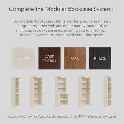 VAUXHILL & CO. Halston Multi-Depth Bookcase, Adjustable Shelving Unit, Doors, Cream