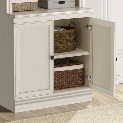VAUXHILL & CO. Halston Multi-Depth Bookcase, Adjustable Shelving Unit, Doors, Cream