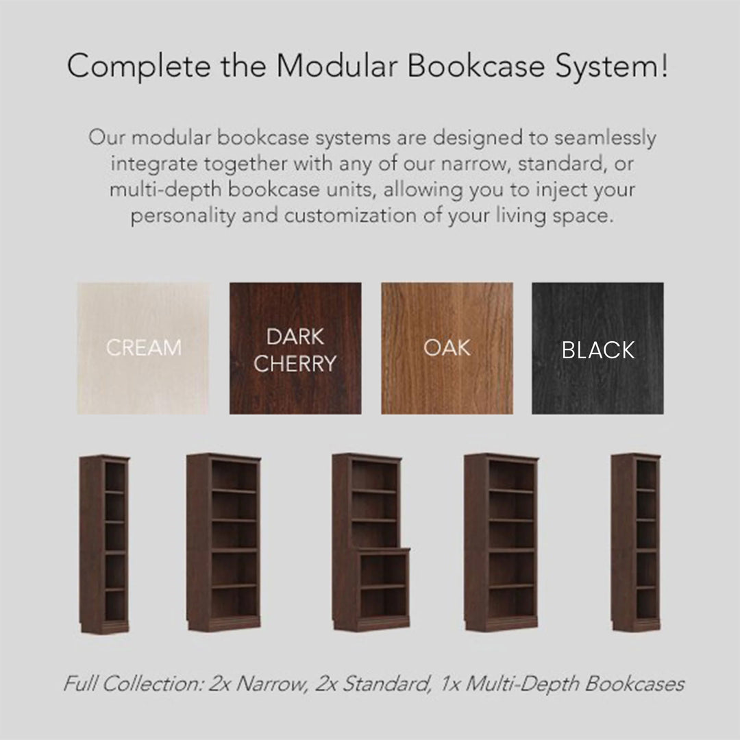 VAUXHILL & CO. Halston Narrow Bookcase, Adjustable Open Shelving Unit, Cherry