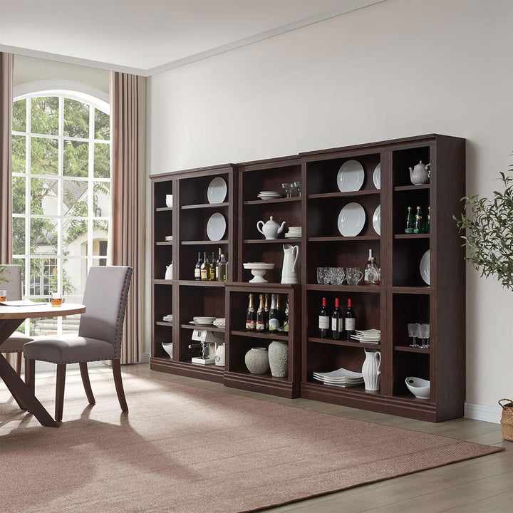 VAUXHILL & CO. Halston Narrow Bookcase, Adjustable Open Shelving Unit, Cherry