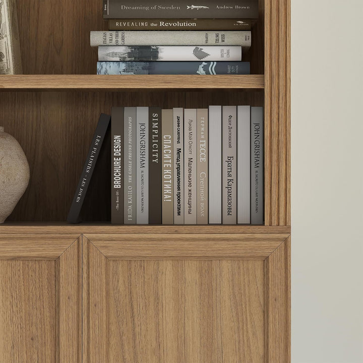 VAUXHILL & CO. Halston Standard Bookcase, Doors, Adjustable Shelving Unit, Oak