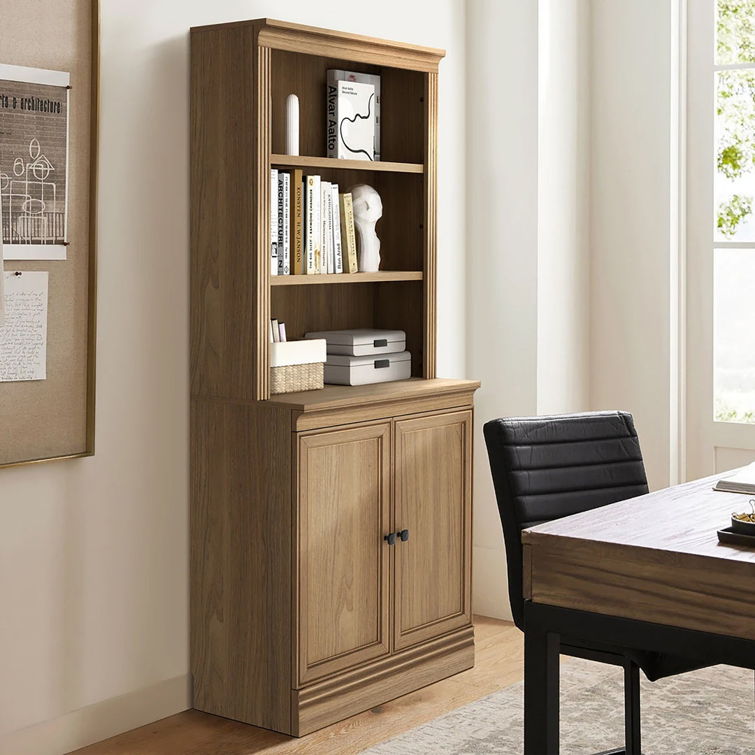 VAUXHILL & CO. Halston Multi-Depth Bookcase, Adjustable Shelving Unit, Oak