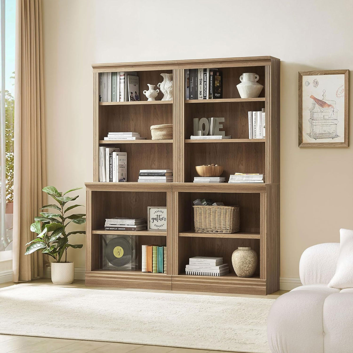 VAUXHILL & CO. Halston Multi-Depth Bookcase, Adjustable Shelving Unit (Open Box)