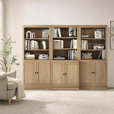 VAUXHILL & CO. Halston Standard Bookcase, Doors, Shelving Unit, Oak (Open Box) - VMInnovations