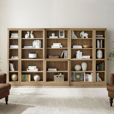 VAUXHILL & CO. Halston Standard Bookcase, Doors, Shelving Unit, Oak (Open Box) - VMInnovations