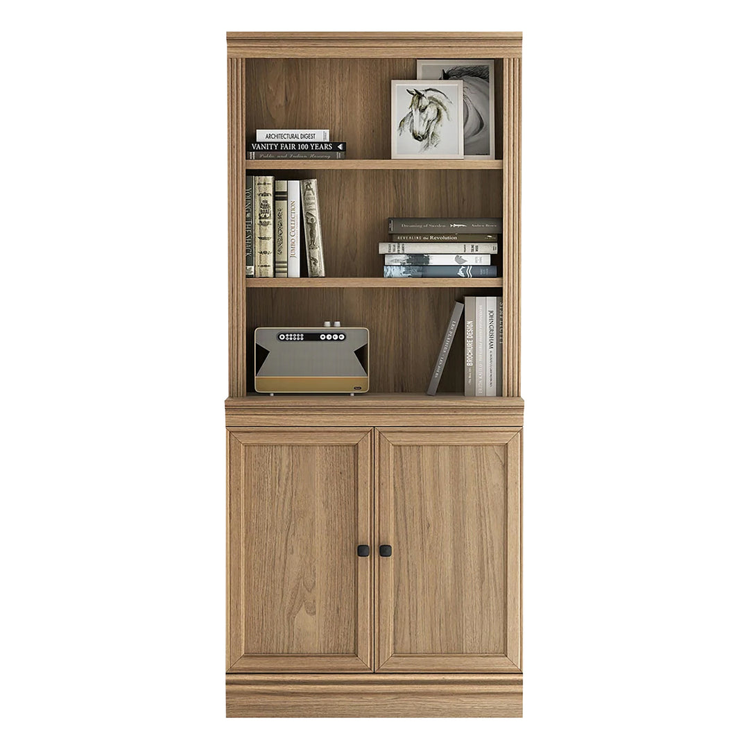 VAUXHILL & CO. Halston Multi-Depth Bookcase Adjustable Shelving Unit, Doors, Oak