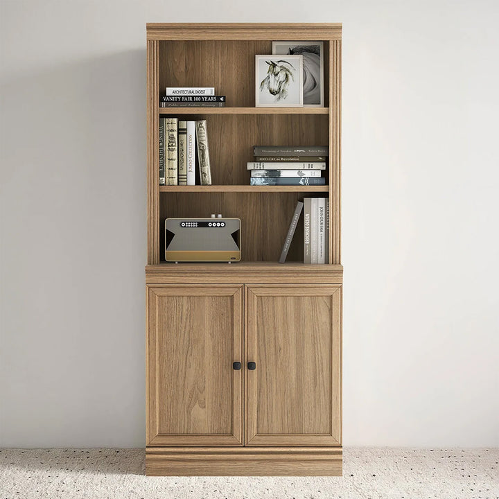 VAUXHILL & CO. Halston Multi-Depth Bookcase Adjustable Shelving Unit, Doors, Oak