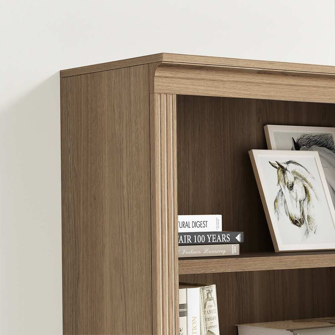 VAUXHILL & CO. Halston Multi-Depth Bookcase Adjustable Shelving Unit, Doors, Oak