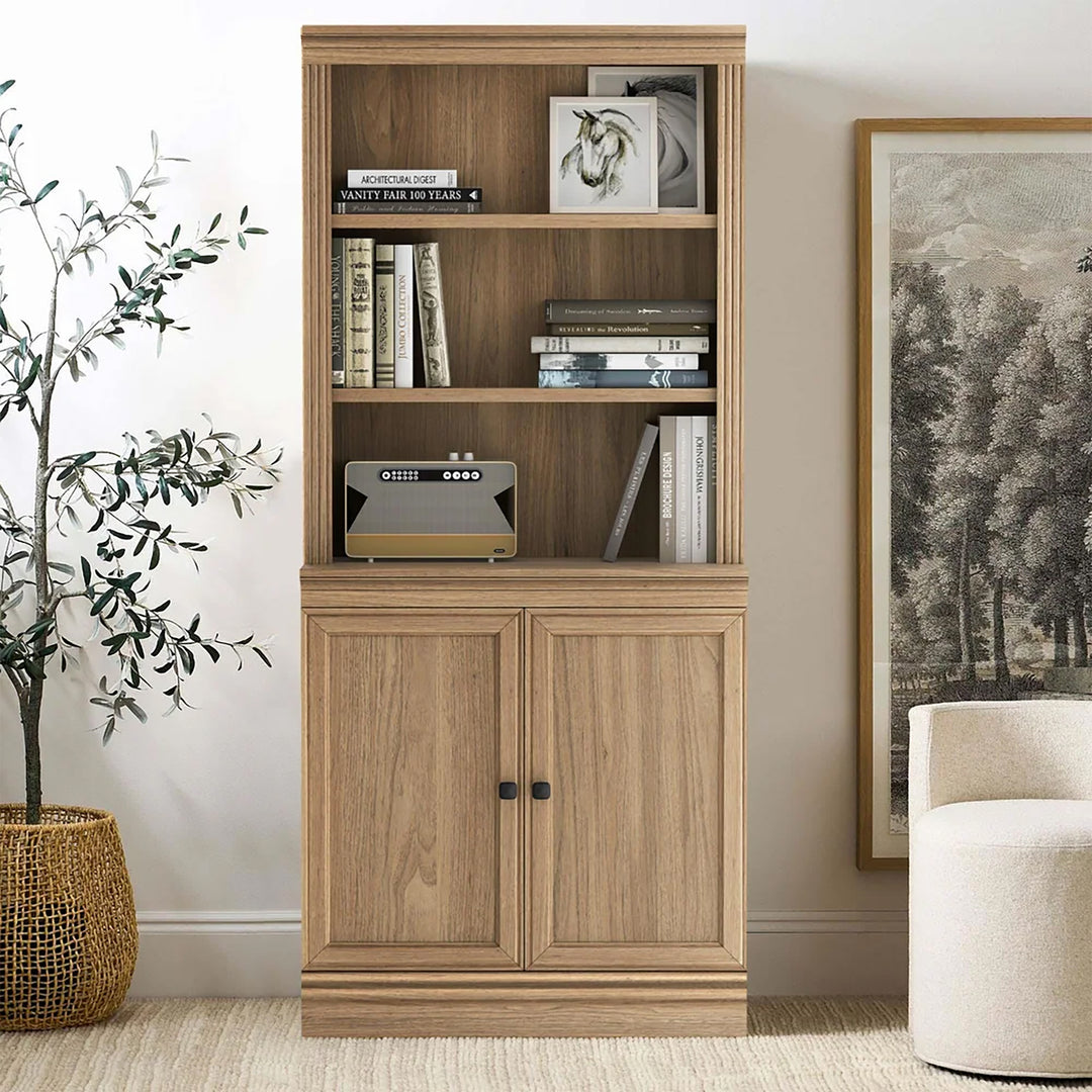 VAUXHILL & CO. Multi-Depth Bookcase Adjustable Shelving Unit, Oak (Open Box)