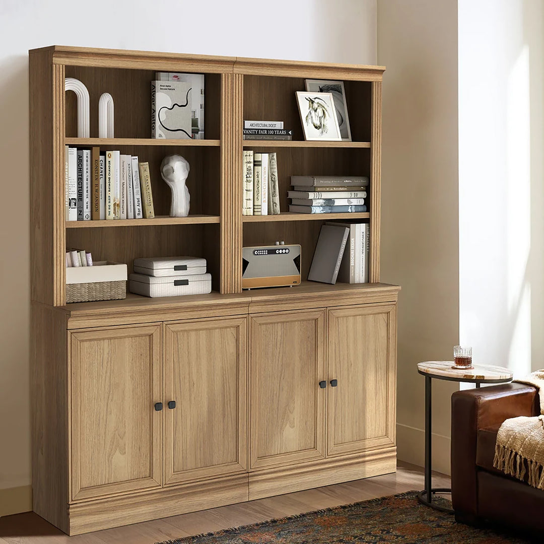 VAUXHILL & CO. Multi-Depth Bookcase Adjustable Shelving Unit, Oak (Open Box)