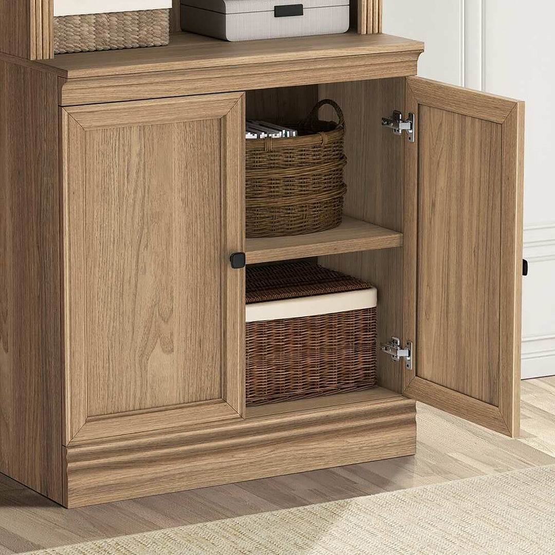 VAUXHILL & CO. Halston Multi-Depth Bookcase Adjustable Shelving Unit, Doors, Oak