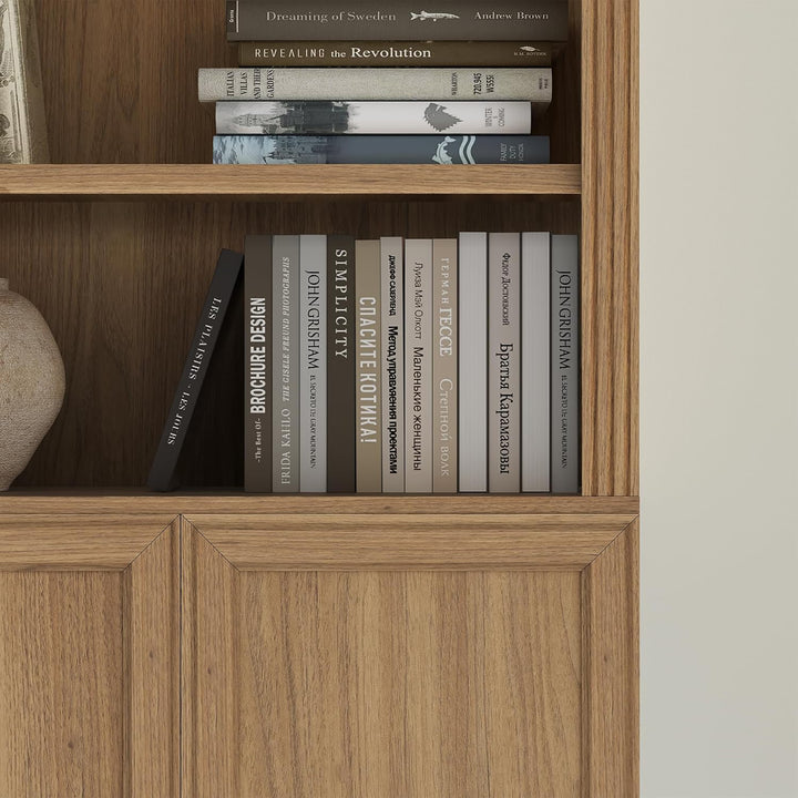 VAUXHILL & CO. Halston Standard Bookcase, Doors, Shelving Unit, Oak (Open Box)