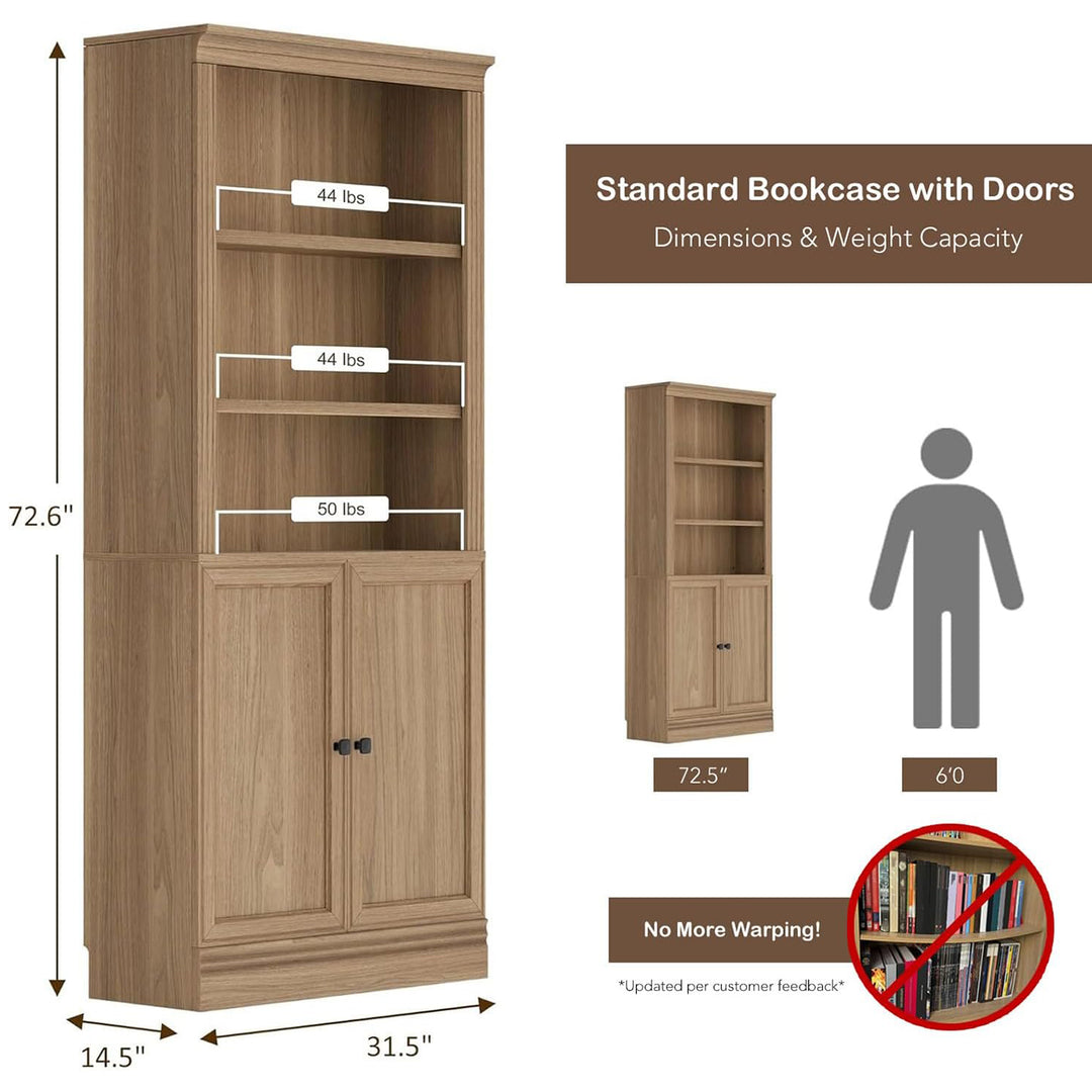 VAUXHILL & CO. Halston Standard Bookcase, Doors, Shelving Unit, Oak (Open Box)