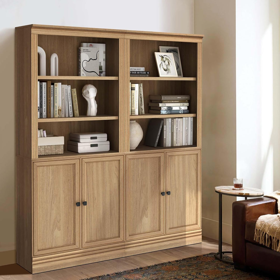 VAUXHILL & CO. Halston Standard Bookcase, Doors, Shelving Unit, Oak (Open Box)