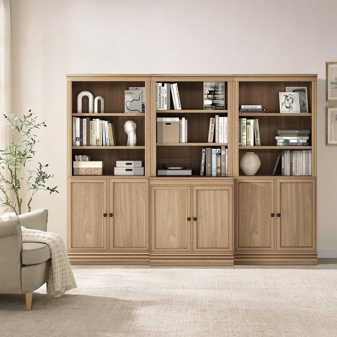 VAUXHILL & CO. Halston Standard Bookcase, Doors, Shelving Unit, Oak (Open Box)