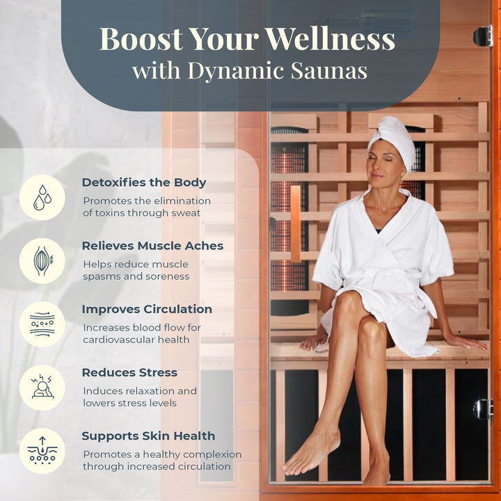 Dynamic Saunas 2-Person Full Spectrum Infrared Sauna Lighting, Speakers, Cardoba