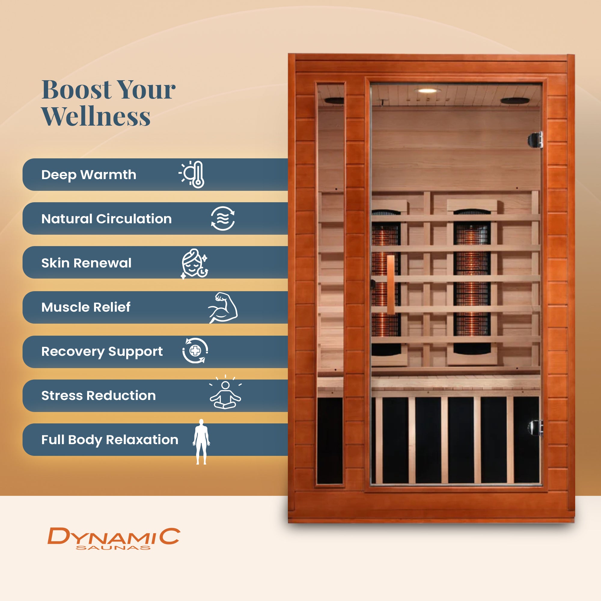 Dynamic Saunas 2-Person Full Spectrum Infrared Sauna Lighting,Speakers(Open Box) - VMInnovations