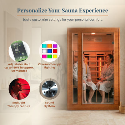 Dynamic Saunas 2-Person Full Spectrum Infrared Sauna Lighting,Speakers(Open Box) - VMInnovations